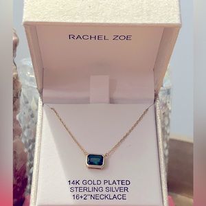 NIB RACHEL ZOE 14K GOLD PLATED EMERALD NECKLACE